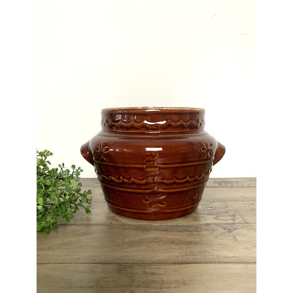 Vintage Marcrest Stoneware Bean Pot Crock - Picture 1 of 9